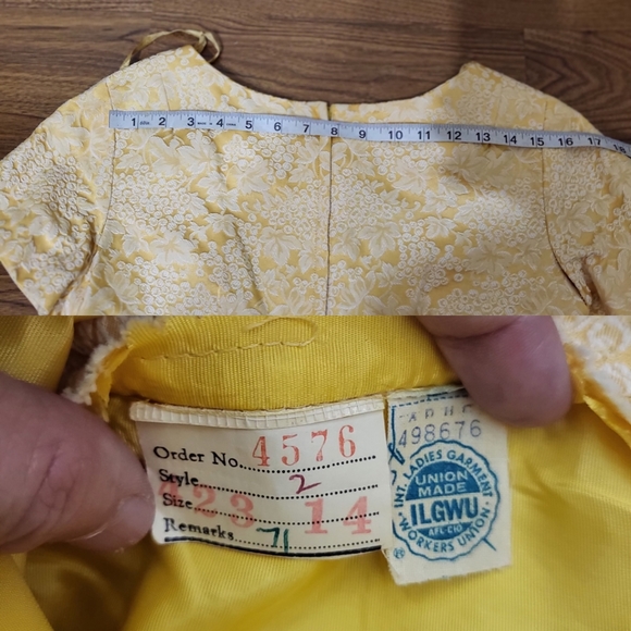 VTG YELLOW JACQUARD 2 pc Dress - Picture 6 of 7